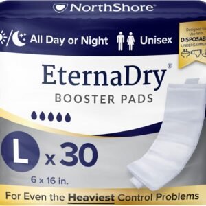 NorthShore Dry Booster Pads for Men and Women with Adhesive, Large, Pack/30